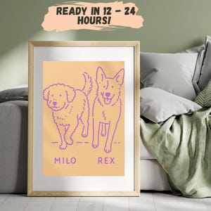 Maßgeschneiderte Hundeportrait Individuell gezeichnete Haustierkunst Personalisierte schlecht gezeichnete Haustierkunst Hässlicher Hund Wandkunst Haustierverlust Hundekarikatur Hundeliebhaber Geschenk