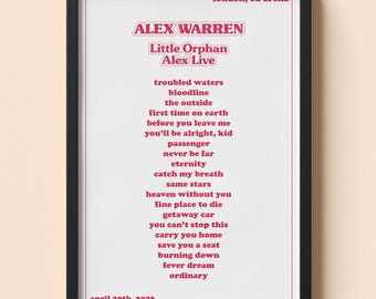 A4 Alex Warren UK Tour Set list, London, Newcastle, Birmingham, Glasgow Set List