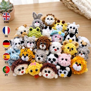 26 in 1 Animal Roundies Crochet Pattern PDF | Mini Amigurumi Plush Keychain Toy | Cute DIY Animal Gift  | Multi-language Crochet Tutorial