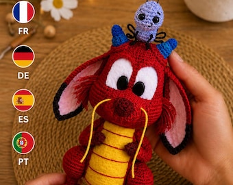 2 in 1 The Dragon Mushu and Crikee Crochet Pattern PDF | Amigurumi Plush Toy | Cute DIY Animal Gift | Multi-language Crochet Tutorial