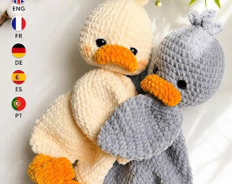 Goose snuggler Lovey Crochet Pattern PDF | Easy  Amigurumi Plush Toy | Cute DIY Animal Gift | Multi-language Crochet Tutorial