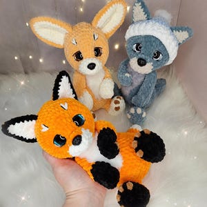 3-i-1 Rävunge och Fennec Räv- och Vargunge Virkmönster PDF | Amigurumi Plyschleksak | Söt DIY-djurgåva | Engelsk virkhandledning