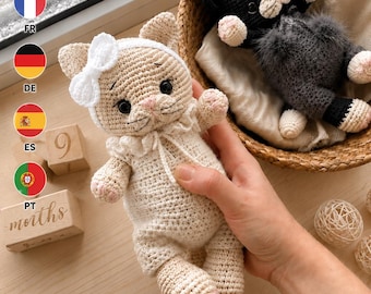 kitten Crochet Pattern PDF | Amigurumi Plush Toy | Cute DIY Animal Gift | Multi-language Crochet Tutorial