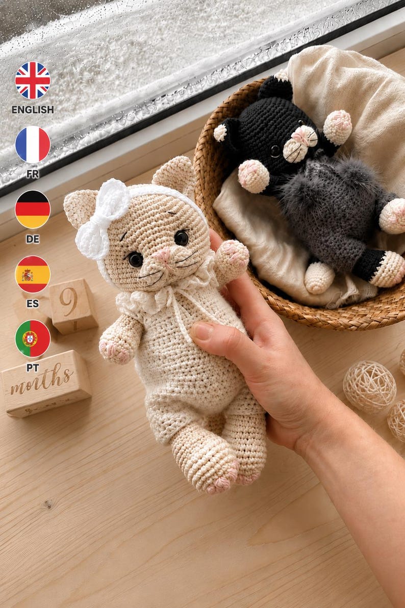 kitten Crochet Pattern PDF | Amigurumi Plush Toy | Cute DIY Animal Gift | Multi-language Crochet Tutorial image 1