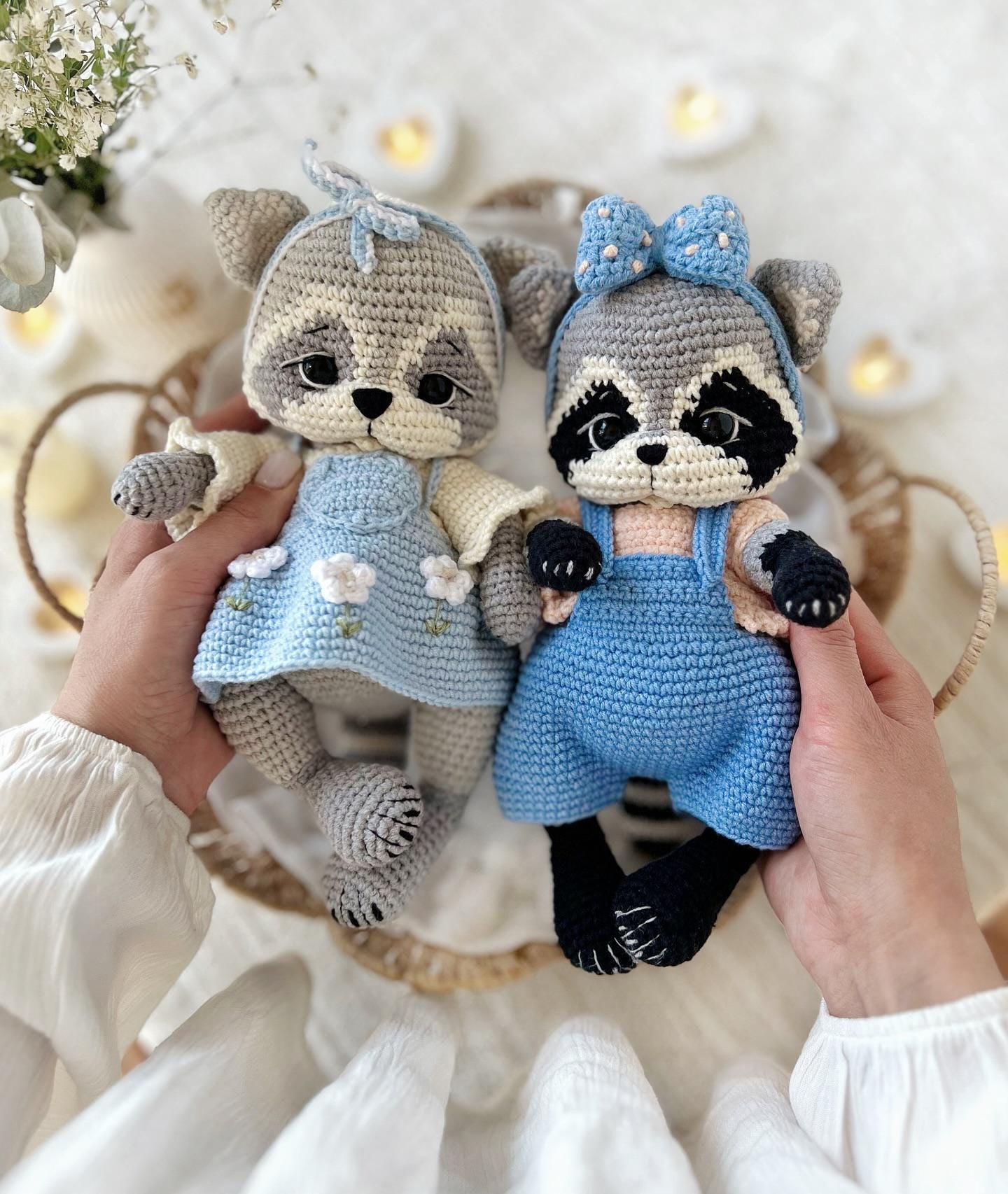 30 Raccoon Crochet Patterns for Woodland Amigurumi, Plushies, and Loveys 13 Two Raccoons Crochet Pattern Duo