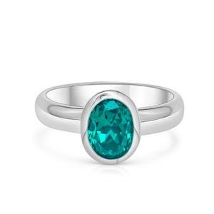 Oval Paraiba Tourmaline Ring, Neon Blue Paraiba Tourmaline Sterling Silver Ring, Handcrafted Ring, Engagement Ring, Birthstone Ring