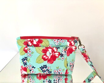 Coin purse,wallet,wristlet,card slots,retro style pouch,vintage floral,money holder,small essentials bag,gift for her,stocking stuffer,gifts