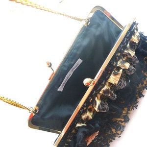 Gothic leopard clutch, Rockabilly clutch, pinup purse,evening bag,fall wedding,fall fashion,steampunk bag,girlie grunge,Victorian image 6