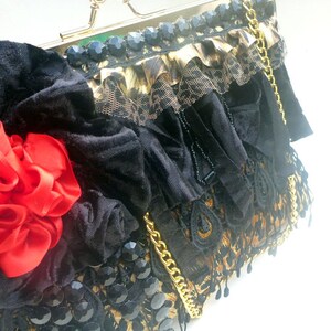 Gothic leopard clutch, Rockabilly clutch, pinup purse,evening bag,fall wedding,fall fashion,steampunk bag,girlie grunge,Victorian image 2