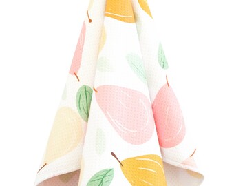 Pear-adise Microfiber kitchen towels, tea towel, waffle weave dish cloth, microfiber super absorbent and quick drying, hand towel