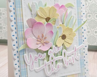 Handmade Paper Art Card- Pastel Watercolor Floral Greeting