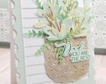 Watercolor Father's Day Card – Handmade Floral Paper Art for Dad, hand painted and pieced