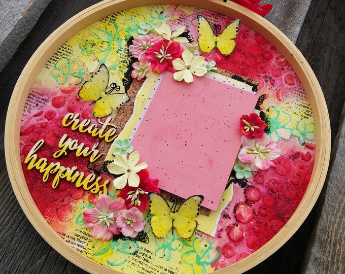 Mixed Media Embroidery Hoop Picture Frame 11 Inches Etsy