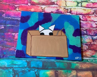 Skeleton Kitty in a Box 11x14