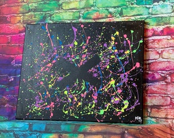 Neon Splatters X Marks the Spot 16x20