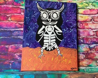 Búho (Owl) de los Muertos 12x16