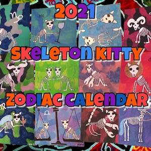 Skeleton Kitty Zodiac 2022 Calendar