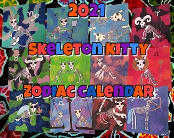 Skeleton Kitty Zodiac 2022 Calendar