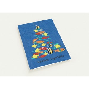 Tropical Fish Holiday Tree-pakket van 10 wenskaarten met enveloppen (VS en CA)