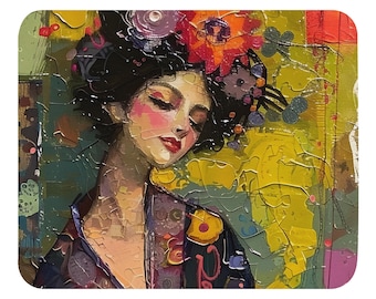 Mouse pad - Gustav Klimt inspired Colorful Woman in Kimono