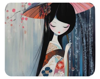 Mouse pad - Anime Japanese Girl in the Rain
