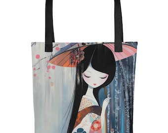 Tote bag - Anime Japanese Girl in the Rain