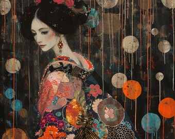 Poster - Gustav Klimt inspired Moody Woman in Kimono