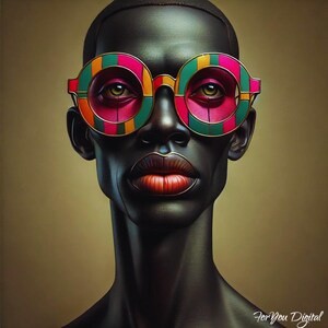 Modern African Art, American Portrait Print, Geometric Glasses, Black Pride, Home Decor, Digital Artwork, Wall Art Gift