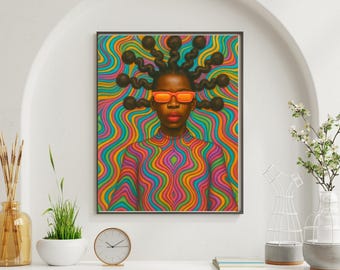 Black Woman Colorful Art – Afrocentric Fashion Wall Print