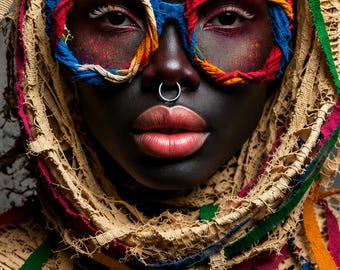 Black Woman Wall Art – Contemporary Afrocentric Textile Printable