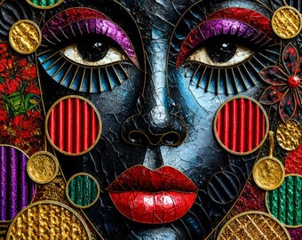 Black Woman Wall Art – Abstract Face Printable