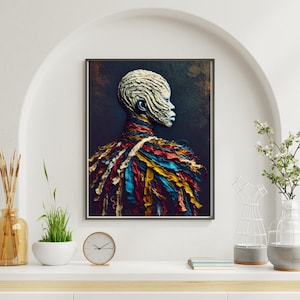 Impression d'art portrait texturé afrocentrique - Art mural culturel moderne