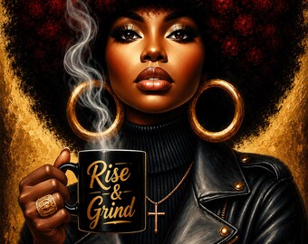 Black Woman Wall Art – Coffee Lover Printable