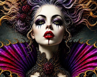 Decoración de pared de mujer gótica – Vampiro victoriano para Halloween (imprimible)