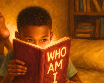 Black Kids Wall Art – Reading Boy Kids Room Decor Printable