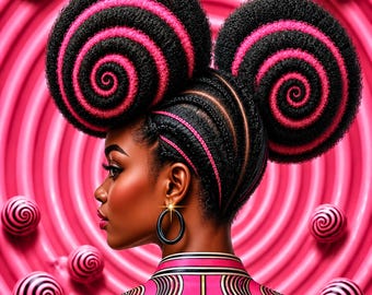 Afrocentric Wall Art – Ankh Crown Ancestral Portrait Print