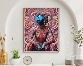 Afrocentric Abstract Wall Art Black Woman Portrait