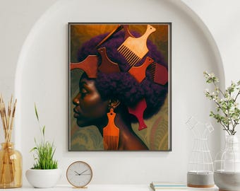 Afrocentric Black Woman Art Print – Natural Hair Wall Art
