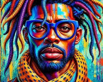 Arte mural de hombre negro: láminas coloridas de estilo pop art para imprimir
