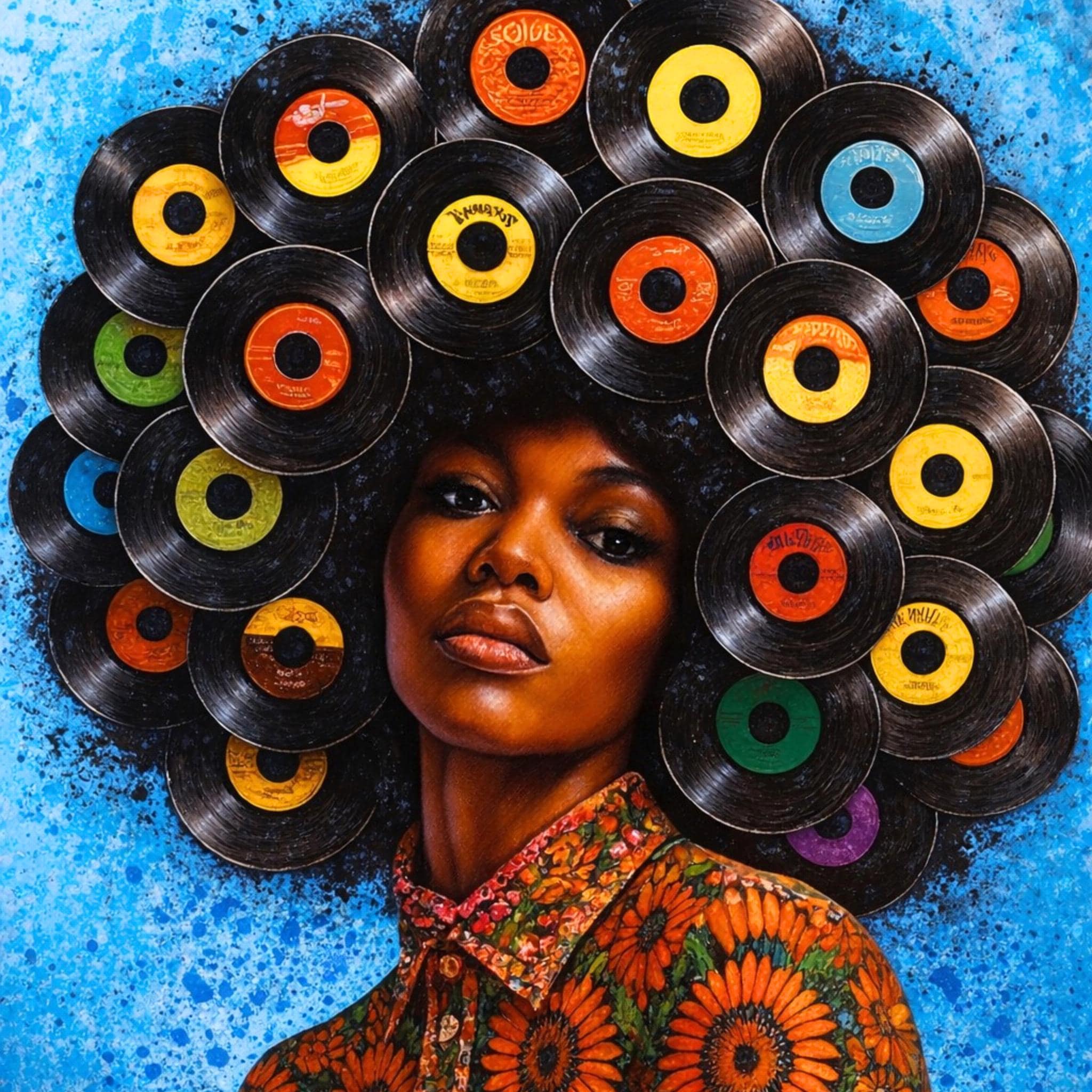 African American Wall Art – Black Woman Vinyl Record Afro Print