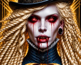 Arte de parede com vampiros – Arte gótica de terror para imprimir para o Halloween