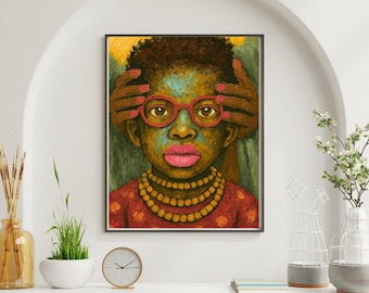 Ritratto di bambino afrocentrico da parete