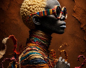 Afrocentric Wall Art – Textile Fashion Portrait Print