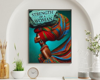 Afrocentric Wall Art – Strength of a Woman Ancestral Portrait Print