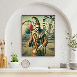 Creepy Clown Portrait: Vintage Gothic Horror Circus Print (Digital Download