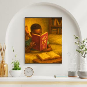 Black Boy Reading Art: Afrocentric Kids Print (Digital Download)