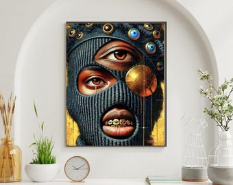 Retrato afro de hombre negro en arte pop: impresión artística de pared con un mensaje contemporáneo y audaz