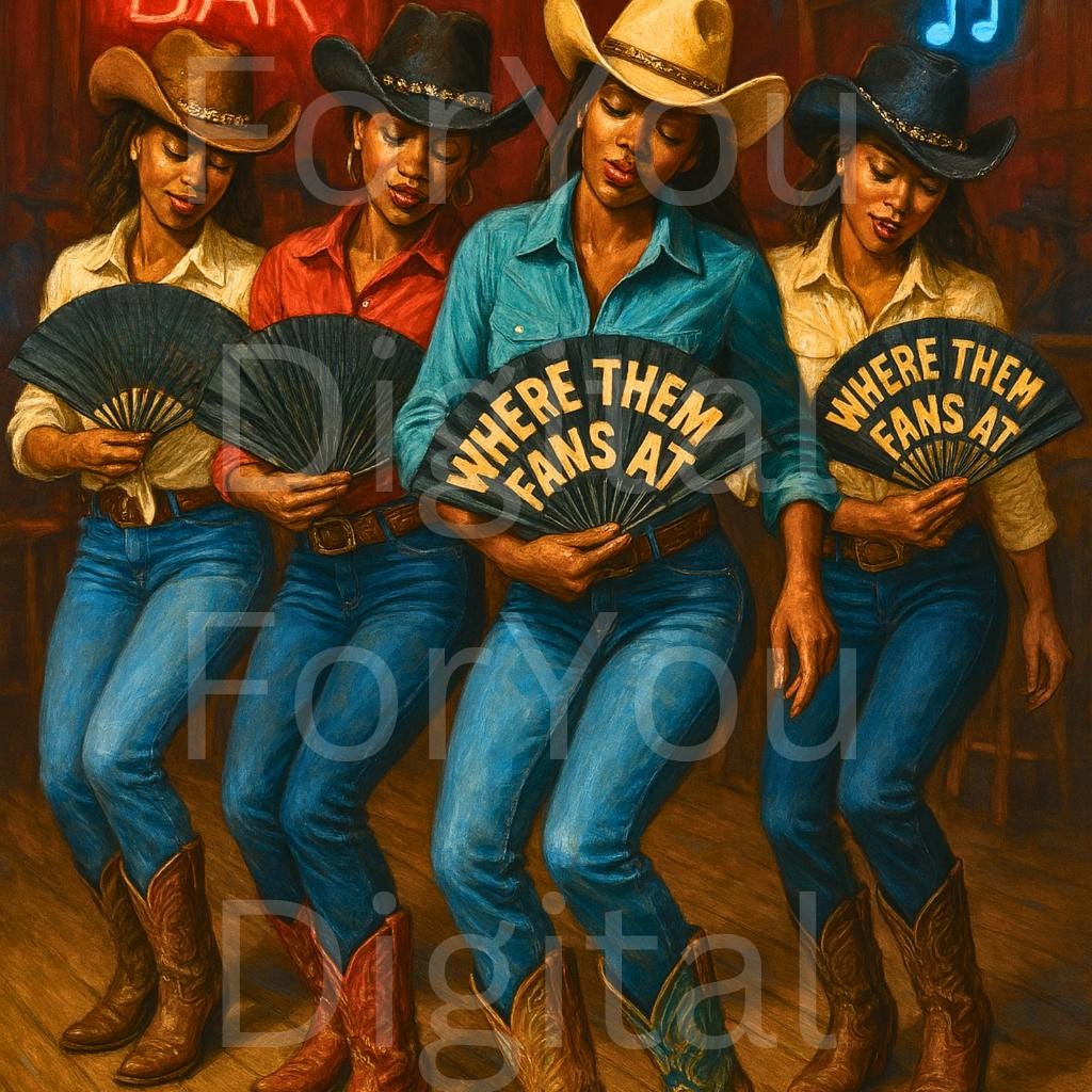 Cowgirl Digital Art: Western-Inspired Black Line Dance Wall Decor - Boots on the Ground, Instant Digital Download