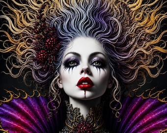 Gothic Queen Wall Art, Dark Gothic Decor, Halloween Printable