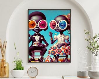 Afrocentric Kids Wall Art • Tea Party Print • Instant Download